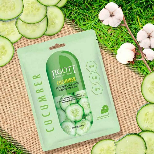 Jigott Cucumber Real Mask Μάσκα Προσώπου για Ενυδάτωση με Εκχυλίσματα Αγγουριού & Φρούτου Κάκτου 27ml Jigott Cucumber Real Mask Μάσκα Προσώπου για Ενυδάτωση με Εκχυλίσματα Αγγουριού & Φρούτου Κάκτου 27ml
