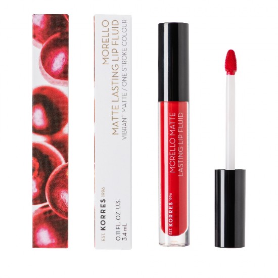 Korres Morello Matte Lasting Lip Fluid 53 Red Velvet 3,4ml Korres Morello Matte Lasting Lip Fluid 53 Red Velvet 3,4ml