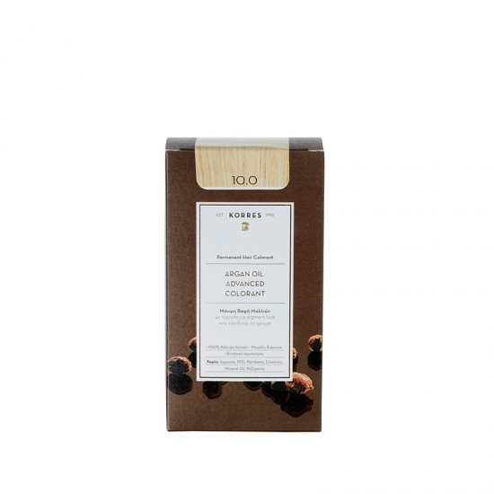 Korres Argan Oil Advanced Colorant N10.0 Platinum Blonde, Βαφή Μαλλιών Χρώμα Ξανθό Πλατίνας