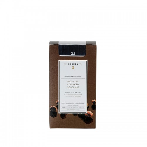 Korres Argan Oil Advanced Colorant N2.1 Blue Black, Βαφή Μαλλιών Χρώμα Μαύρο Μπλε Korres Argan Oil Advanced Colorant N2.1 Blue Black, Βαφή Μαλλιών Χρώμα Μαύρο Μπλε