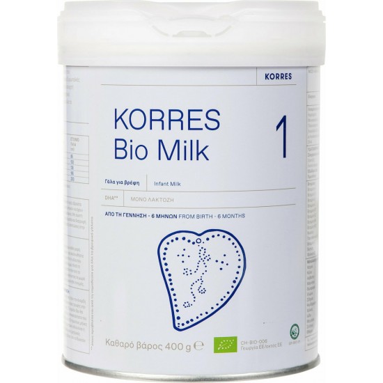 Korres Bio Milk 1 Βιολογικό Αγελαδινό Γάλα για Βρέφη, Από την Γέννηση έως 6 Μηνών 400gr