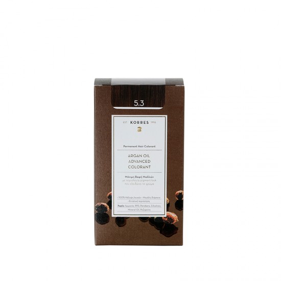 Korres Argan Oil Advanced Colorant N5.3 Golden/Honey Light Brown, Βαφή Μαλλιών Χρώμα Καστανό Ανοιχτό Μελί