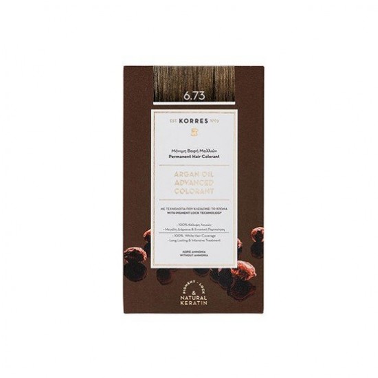 Korres Argan Oil Advanced Colorant N6.73 Golden Cocoa, Βαφή Μαλλιών Χρώμα Χρυσό Κακάο