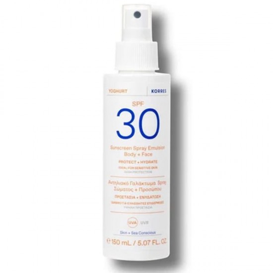 Korres Yoghurt Suncreen Spray Emulsion Αντηλιακό Γαλάκτωμα Spray Σώματος & Προσώπου SPF 30 150ml