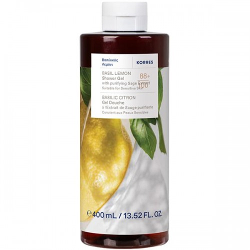 Korres Renewing Body Cleanser Αφρόλουτρο Βασιλικός Λεμόνι Σε Μορφή Τζέλ 400ml