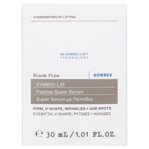 Korres Black Pine 4D SYMBIO-Lift Peptide Super Serum , Ορός Μαύρη Πεύκη με Πεπτίδια για Ανόρθωση , Σύσφιξη , Επαναφορά & Μείωση Εμφάνισης Ρυτιδών & Κυλίδων 30ml