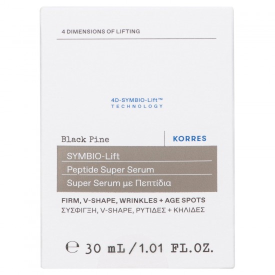 Korres Black Pine 4D SYMBIO-Lift Peptide Super Serum , Ορός Μαύρη Πεύκη με Πεπτίδια για Ανόρθωση , Σύσφιξη , Επαναφορά & Μείωση Εμφάνισης Ρυτιδών & Κυλίδων 30ml