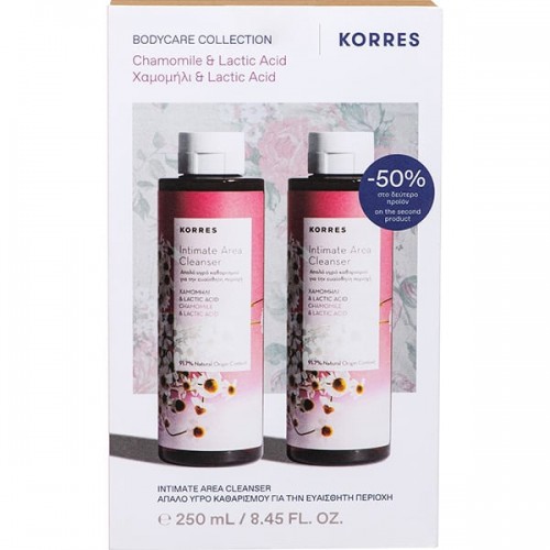 Korres Promo Intimate Area Cleanser , Υγρό Καθαρισμού για την Ευαίσθητη Περιοχή με Χαμομήλι & Lactic Acid -50% στο 2ο Προϊόν 2x250ml 
