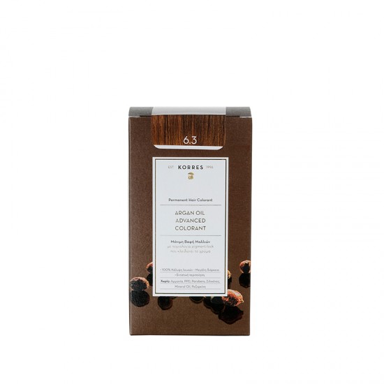 Korres Argan Oil Advanced Colorant N6.3 Golden/Honey Dark Blonde, Βαφή Μαλλιών Χρώμα Ξανθό Σκούρο Μελί Korres Argan Oil Advanced Colorant N6.3 Golden/Honey Dark Blonde, Βαφή Μαλλιών Χρώμα Ξανθό Σκούρο Μελί