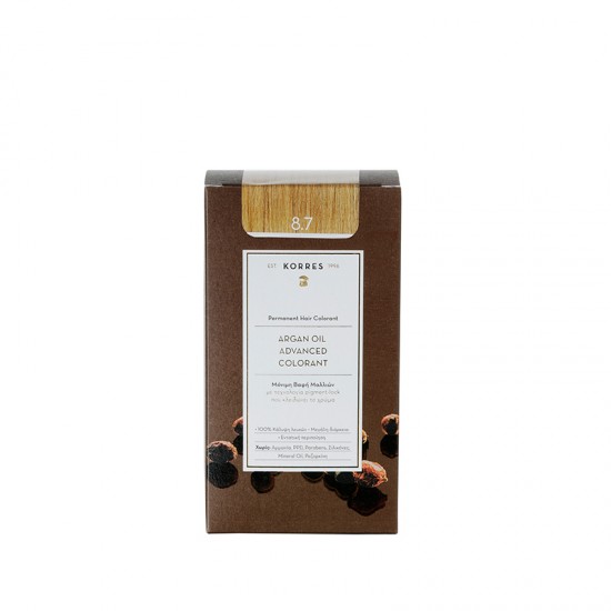 Korres Argan Oil Advanced Colorant N8.7 Toffee, Βαφή Μαλλιών Χρώμα Καραμέλα