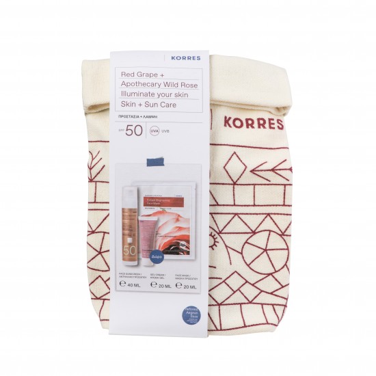Korres Promo Red Grape Glow Αντηλιακή Κρέμα Προσώπου SPF50 Αντιρυτιδική & Κατά των Πανάδων 50ml & Gel-Cream 20ml & Face Mask 20ml