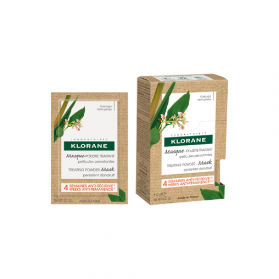 Klorane Galanga Treating Powder Mask, Μάσκα-Πούδρα Αγωγής για Λιπαρή & Ξηρή Πιτυρίδα με Γκάλανγκα 8x3g