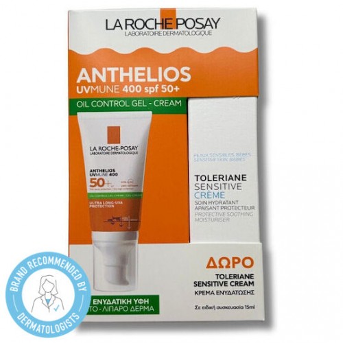 La Roche Posay Promo Anthelios UVMune 400 Oil Control Gel Cream Αντηλιακή Κρέμα Προσώπου για Ματ Αποτέλεσμα SPF50+ 50ml & Δώρο Toleriane Sensitive Cream Ενυδατική Κρέμα Προσώπου για Ευαίσθητες Επιδερμίδες, 15ml La Roche Posay Promo Anthelios UVMune 400 Oil Control Gel Cream Αντηλιακή Κρέμα Προσώπου για Ματ Αποτέλεσμα SPF50+ 50ml & Δώρο Toleriane Sensitive Cream Ενυδατική Κρέμα Προσώπου για Ευαίσθητες Επιδερμίδες, 15ml