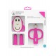Matchstick Monkey Pink Starter Set. Flat Teethe & Silicone Finger Toothbrush & Animal Teether