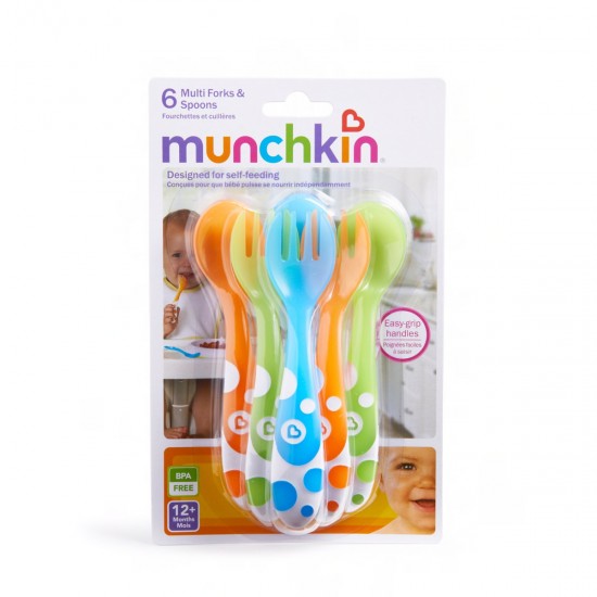 Munchkin Multi Coloured Κουτάλια & Πηρούνια 12m+ 6 Τεμάχια