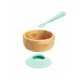 Munchkin Bambou Suction Bowl and Spoon 6m+, Οικολογικό Πιάτο από Μπαμπού & Κουταλάκι Σιλικόνης, Χρώμα Γαλάζιο