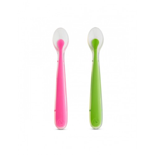 Munchkin Gentle Silicone Spoons 4m+, Κουταλάκια Σιλικόνης Χρώμα Ροζ & Πράσινο 2 Τεμάχια