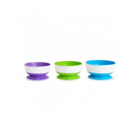 Munchkin Stay Put Suction Bowls 6m+, Μπολ με Βάση Βεντούζα, Χρώμα Μωβ & Πράσινο & Μπλε 3 Τεμάχια Munchkin Stay Put Suction Bowls 6m+, Μπολ με Βάση Βεντούζα, Χρώμα Μωβ & Πράσινο & Μπλε 3 Τεμάχια