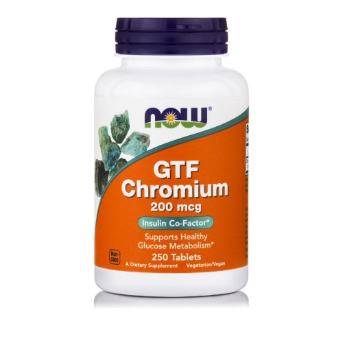 Now Foods GTF Chromium 200 mcg, Συμπλήρωμα Διατροφής 250 Ταμπλέτες