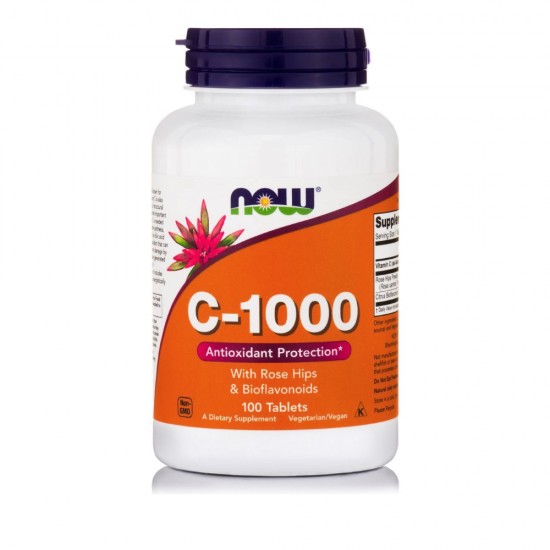 Now Foods C-1000 with Rose Hips, Συμπλήρωμα Διατροφής Βραδείας Αποδέσμευσης 100 Ταμπλέτες