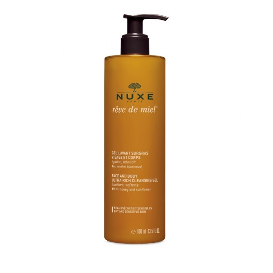 Nuxe Reve de Miel Face and Body Ultra-Rich Cleansing Gel, Αφρόλουτρο Καθαρισμού Πρόσωπο & Σώμα 400ml