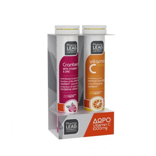 Pharmalead Promo Cranberry & Vitamin C 1000mg Για την Ενίσχυση του Ουροποιητικού & του Ανοσοποιητικού Συστήματος (1+1 ΔΩΡΟ) 20 & 20 Αναβράζουσες Ταμπλέτες