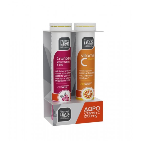 Pharmalead Promo Cranberry & Vitamin C 1000mg Για την Ενίσχυση του Ουροποιητικού & του Ανοσοποιητικού Συστήματος (1+1 ΔΩΡΟ) 20 & 20 Αναβράζουσες Ταμπλέτες