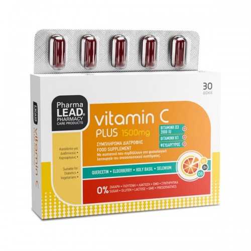 Pharmalead Vitamin C Plus 1500mg Συμπλήρωμα Διατροφής με Βιταμίνη C, D3, K1 & Ψευδάργυρο 30tabs 