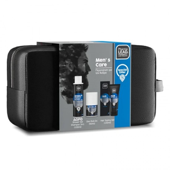 Pharmalead Promo Men's Care Σετ Περιποίησης για τον Άνδρα με Gel Μαλλιών για Styling, 100ml & Αποσμητικό Roll-On 50ml & Δώρο Ανδρικό Σαμπουάν - Αφρόλουτρο 3σε1 100ml & Νεσεσέρ