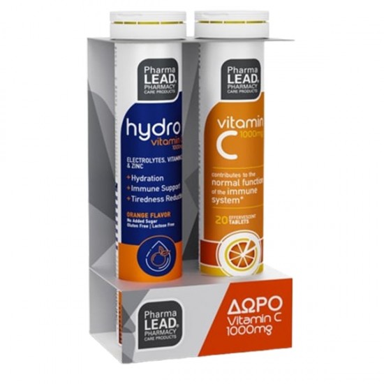 Pharmalead Promo 1+1 Hydro Vitamic C & Vitamin C 1000mg Βιταμίνη C Με Γευση Πορτοκάλι & Βιταμίνη C& D & Zinc & Ηλεκτρολύτες 2x20eff.tabs