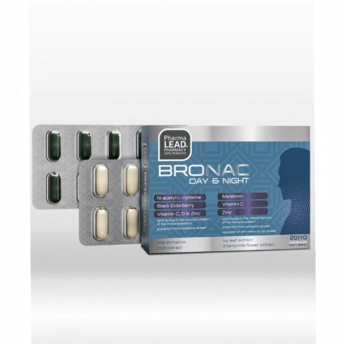 Pharmalead Bronac Day & Night για τη Φυσιολογική Λειτουργία του Ανοσοποιητικού Συστήματος για Καλύτερο Ύπνο με Αντιοξειδωτικές Ιδιότητες 20 & 10 Κάψουλες