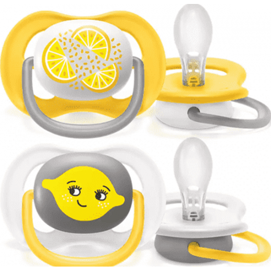 Avent Ultra Air Happy Ορθοδοντικές Πιπίλες Σιλικόνης, Χρώμα Κίτρινο & Γκρι 6-18m 2 Τεμάχια SCF080/18 Avent Ultra Air Happy Ορθοδοντικές Πιπίλες Σιλικόνης, Χρώμα Κίτρινο & Γκρι 6-18m 2 Τεμάχια SCF080/18