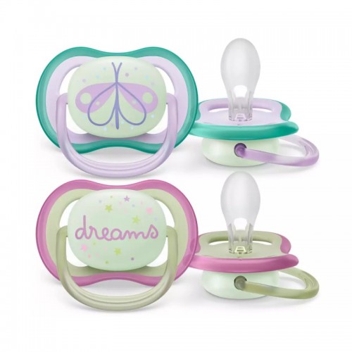 Avent Ultra Air Nighttime 0-6m Πιπίλα Σιλικόνης Νυκτός Πεταλούδα - Dreams 2τμχ SCF376/19 Avent Ultra Air Nighttime 0-6m Πιπίλα Σιλικόνης Νυκτός Πεταλούδα - Dreams 2τμχ SCF376/19