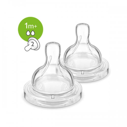 Philips Avent Classic Anti-Colic 1m+ Θηλές Σιλικόνης 2 Οπών, 2 Τεμάχια SCF632/27
