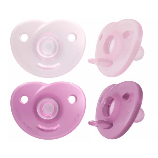 Avent Soothie 0-6m Πιπίλα όλο Σιλικόνη, Χρώμα Ροζ & Μωβ 2 Τεμάχια SCF099/22 Avent Soothie 0-6m Πιπίλα όλο Σιλικόνη, Χρώμα Ροζ & Μωβ 2 Τεμάχια SCF099/22