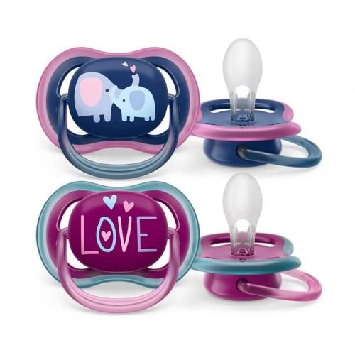 Avent Ultra Air Ορθοδοντικές Πιπίλες Νυκτός Σιλικόνης, Χρώμα Μπλέ & Μώβ Love 18m+, 2 Τεμάχια SCF349/22 Avent Ultra Air Ορθοδοντικές Πιπίλες Νυκτός Σιλικόνης, Χρώμα Μπλέ & Μώβ Love 18m+, 2 Τεμάχια SCF349/22