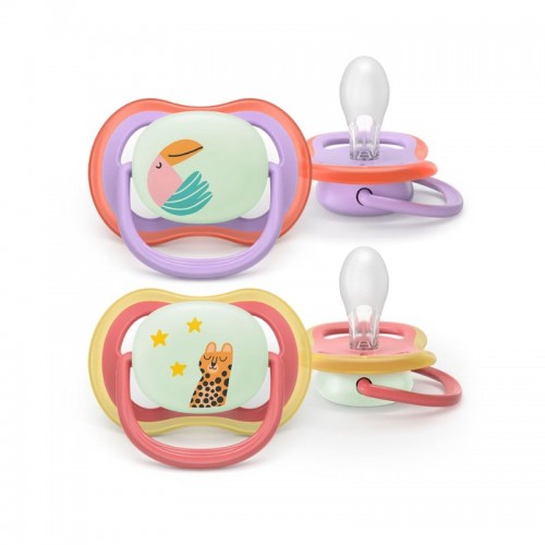Avent Ultra Air Nighttime Πιπίλες Σιλικόνης 18m+ Λιλά & Κοραλί 2τμχ Avent Ultra Air Nighttime Πιπίλες Σιλικόνης 18m+ Λιλά & Κοραλί 2τμχ