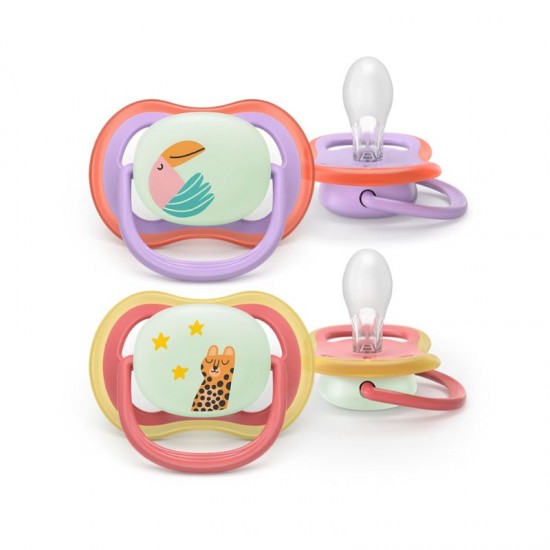 Avent Ultra Air Nighttime Πιπίλες Σιλικόνης 18m+ Λιλά & Κοραλί 2τμχ Avent Ultra Air Nighttime Πιπίλες Σιλικόνης 18m+ Λιλά & Κοραλί 2τμχ