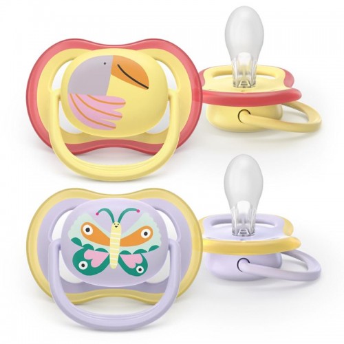 Philips Ultra Air Πιπίλες Σιλικόνης 0-6m Κίτρινο & Μωβ 2τμχ Philips Ultra Air Πιπίλες Σιλικόνης 0-6m Κίτρινο & Μωβ 2τμχ