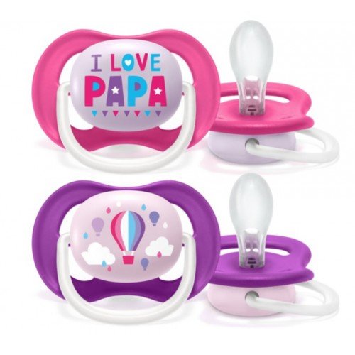 Avent Ultra Air Happy Πιπίλα 6-18m Ροζ-Μωβ Χρώμα 2 Τεμάχια SCF080/04 Avent Ultra Air Happy Πιπίλα 6-18m Ροζ-Μωβ Χρώμα 2 Τεμάχια SCF080/04