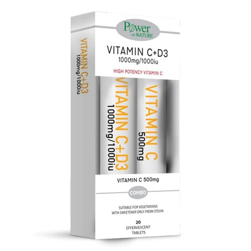 Power Health Vitamin C 1000mg με Γλυκαντικό από Στέβια & D3 1000iu 20 Αναβράζοντα Δισκία + Δώρο Vitamin C 500mg 20 Αναβράζοντα Δισκία Power Health Vitamin C 1000mg με Γλυκαντικό από Στέβια & D3 1000iu 20 Αναβράζοντα Δισκία + Δώρο Vitamin C 500mg 20 Αναβράζοντα Δισκία