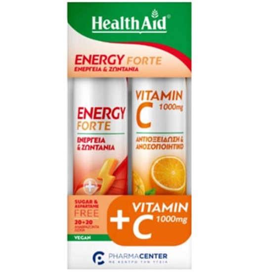 Health Aid Promo A toZ Active Multivitamins & Ginseng με Γεύση Λεμόνι 20 Αναβράζουσες Ταμπλέτες & ΔΩΡΟ Vitamin C 1000mg, Γεύση Πορτοκάλι 20 Αναβράζουσες Ταμπλέτες