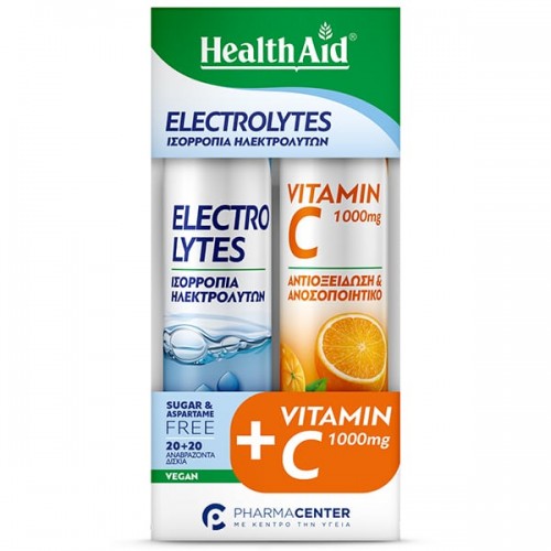 Health Aid Promo Electrolytes 20 Αναβράζουσες Ταμπλέτες Γεύση Φράουλα & Vitamin C 1000mg, Γεύση Πορτοκάλι 20 Αναβράζουσες Ταμπλέτες