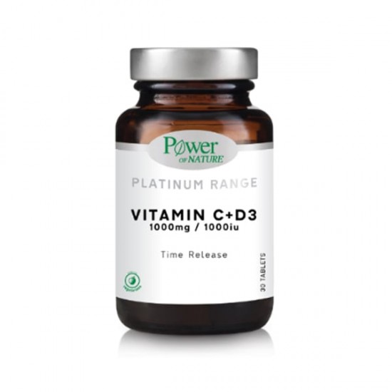 Power Of Nature  Platinum Range Vitamin C 1000mg  & Vitamin D3 1000iu 30 Ταμπλέτες