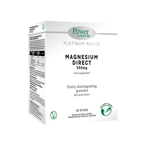 Power of Nature Platinum Magnesium Direct 350mg, Μαγνήσιο, Κοκκία Διασπειρόμενα στο Στόμα 30 Φακελάκια