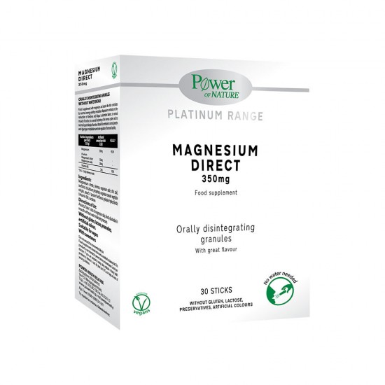 Power of Nature Platinum Magnesium Direct 350mg, Μαγνήσιο, Κοκκία Διασπειρόμενα στο Στόμα 30 Φακελάκια