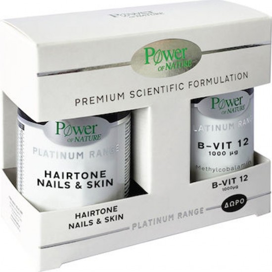 Power of Nature Platinum Hairtone Nails & Skin 30 Κάψουλες & ΔΩΡΟ Vitamin B12 1000μg 20 Δισκία 