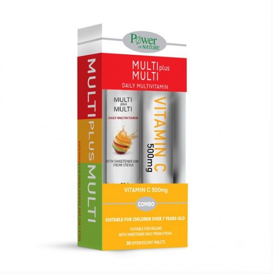 Power Health Multi Plus Multi Daily Multivitamin με Στέβια 20 Αναβράζοντα δισκία &  Δώρο Vitamin C 500mg Πορτοκάλι 20 Αναβράζοντα δισκία