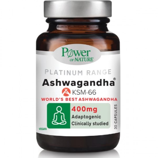 Power of Nature Platinum Range Ashwagandha KSM-66 400mg Συμπλήρωμα Διατροφής Για Μείωση του Στρες & της Κόπωσης 30caps