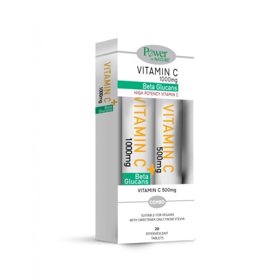 Power Of Nature Vitamin C 1000 mg Beta Glucans High Protency  2x20 Αναβράζοντα Δισκία